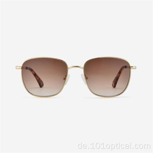 Quadratische Vollrand-Metall-Sonnenbrille für Damen und Herren